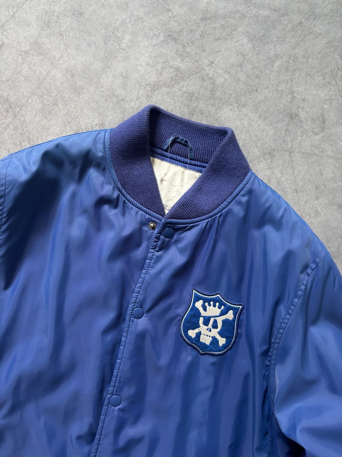 Stussy 스투시 00s 블루 스컬로고 새틴 바시티 자켓 상품이미지4