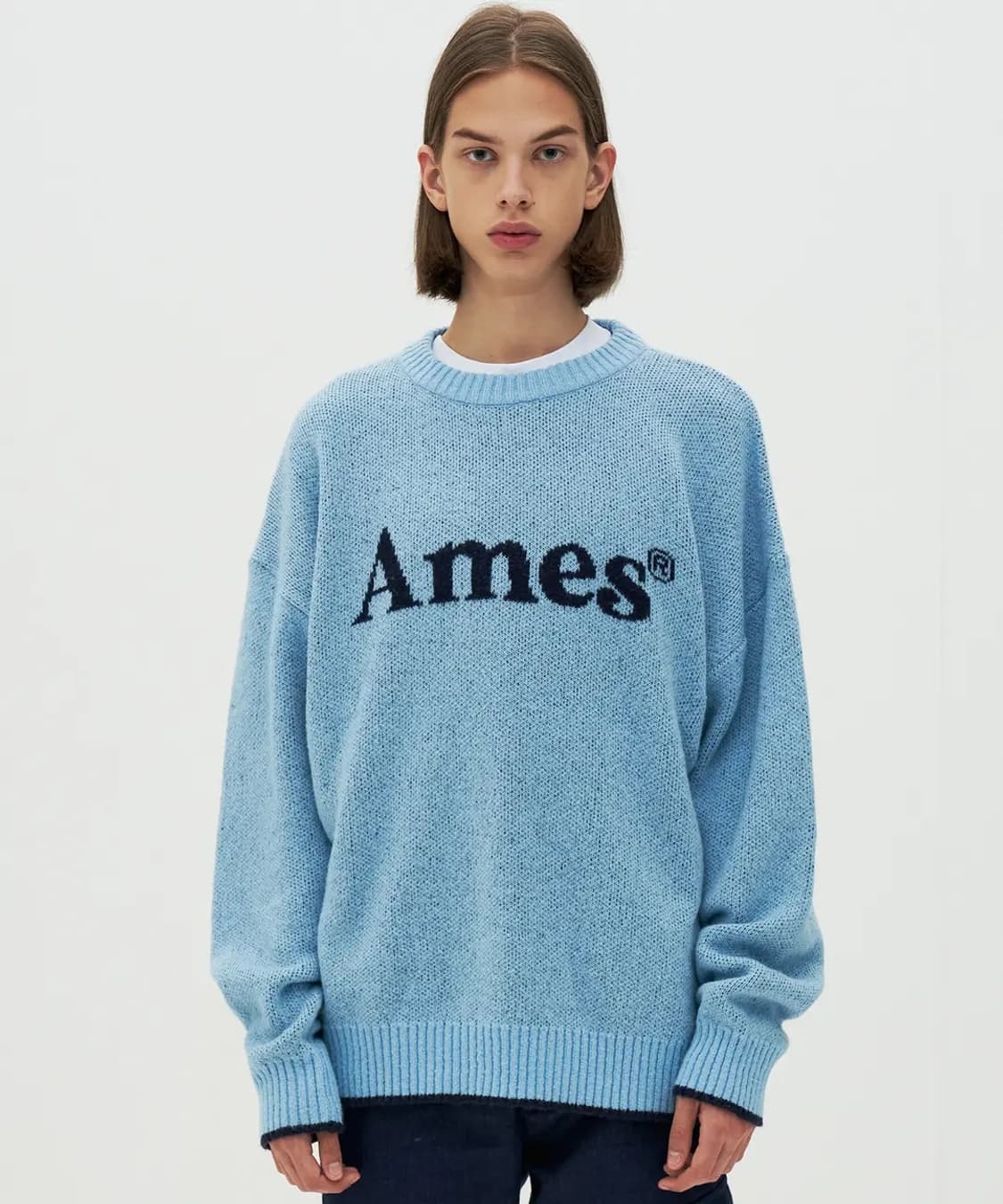 아메스 월드와이드 로고 니트 스카이블루/colored logo knit 상품이미지1