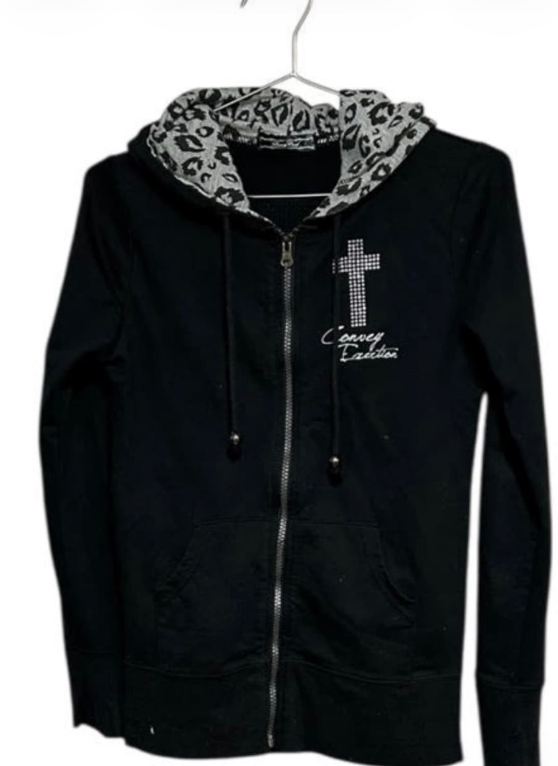 punk 펑크 큐빅 해골 skull 호피 레오파드 딱붙 슬림핏 후드집업 상품이미지2