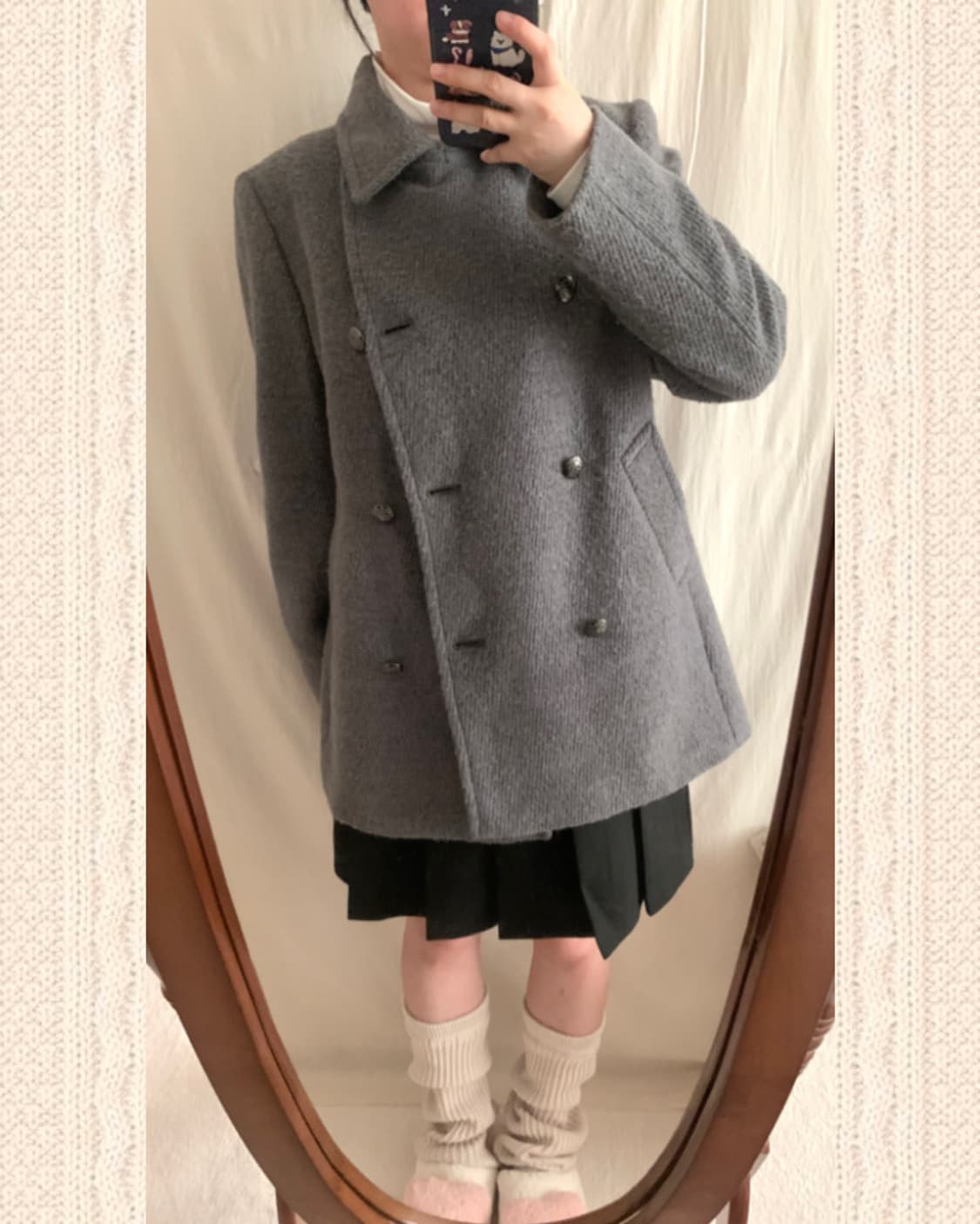 그레이 포멀 더블 코트 상품이미지4