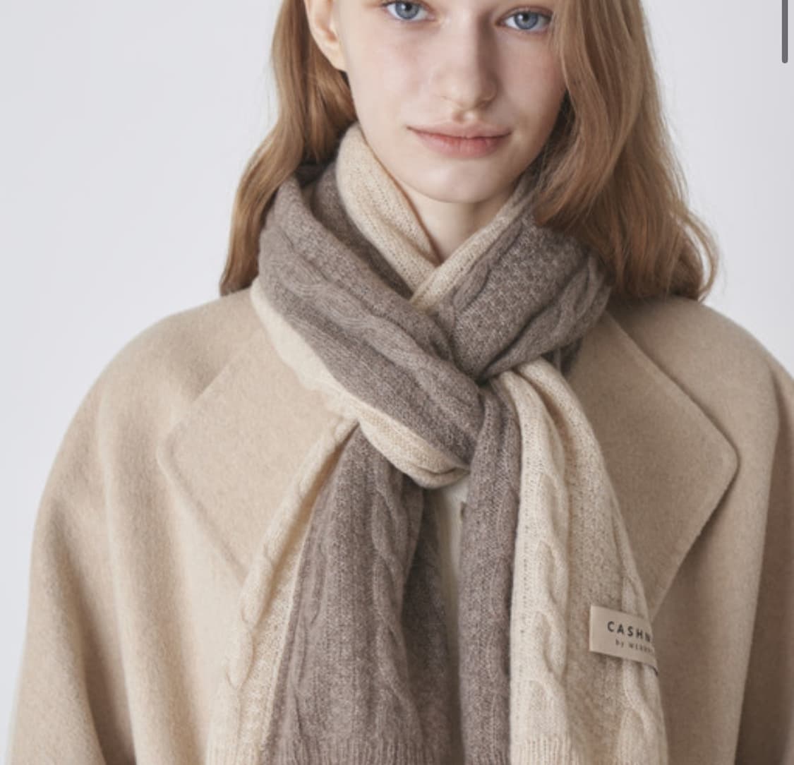 🧣Merrycoop 캐시미어 케이블 투톤 머플러 팔아요 상품이미지1