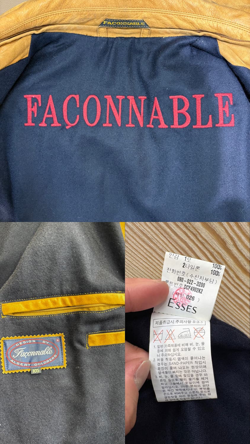 90s 파코나블 빅 포켓 레더 봄버 자켓 상품이미지10