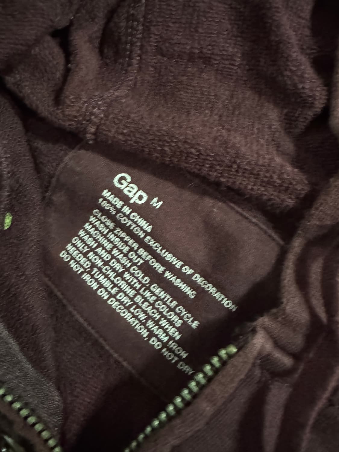 희귀!! GAP 갭 트레이닝 오버핏 버건디 후드집업 L 상품이미지3