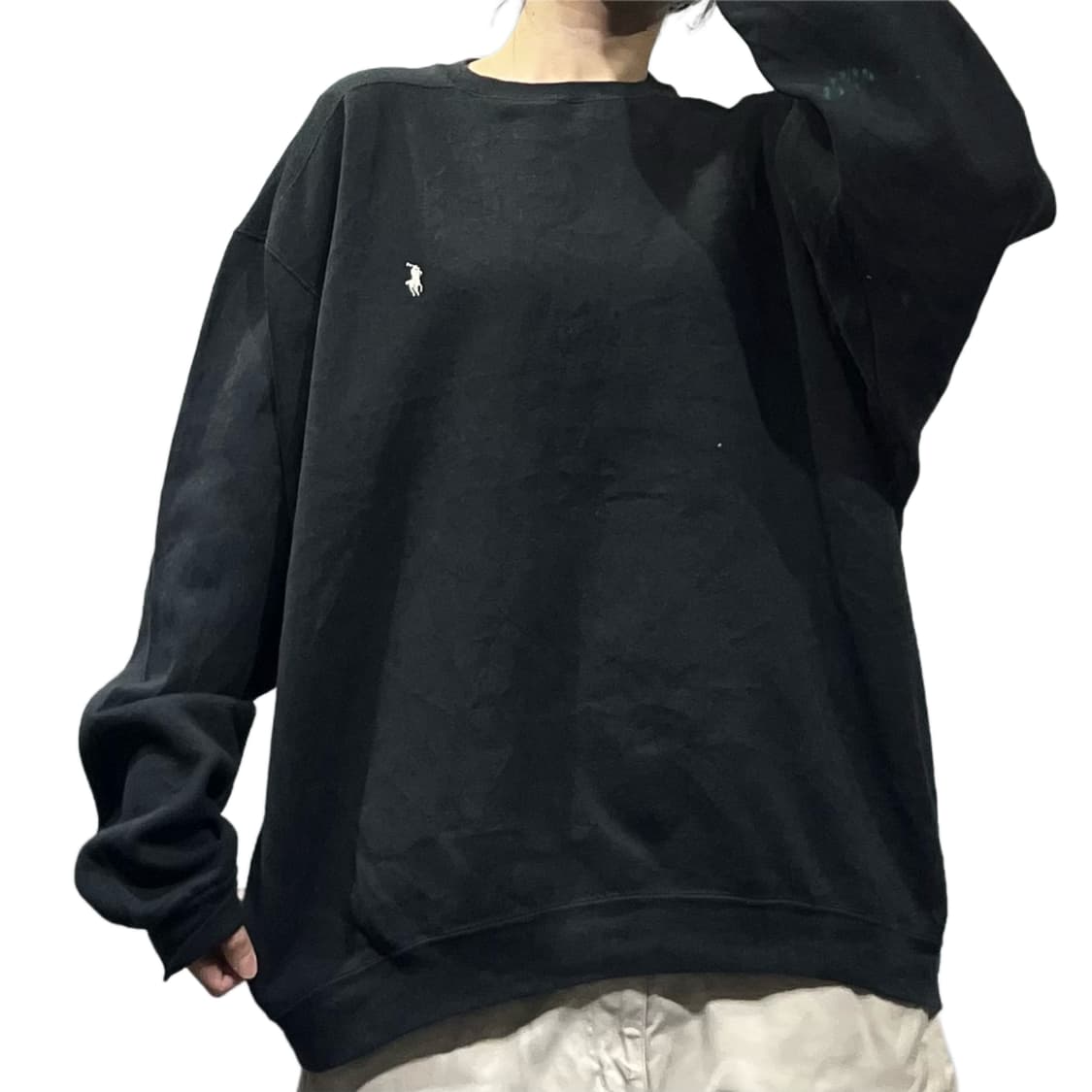 폴로 블랙 오버핏 맨투맨 상품이미지1