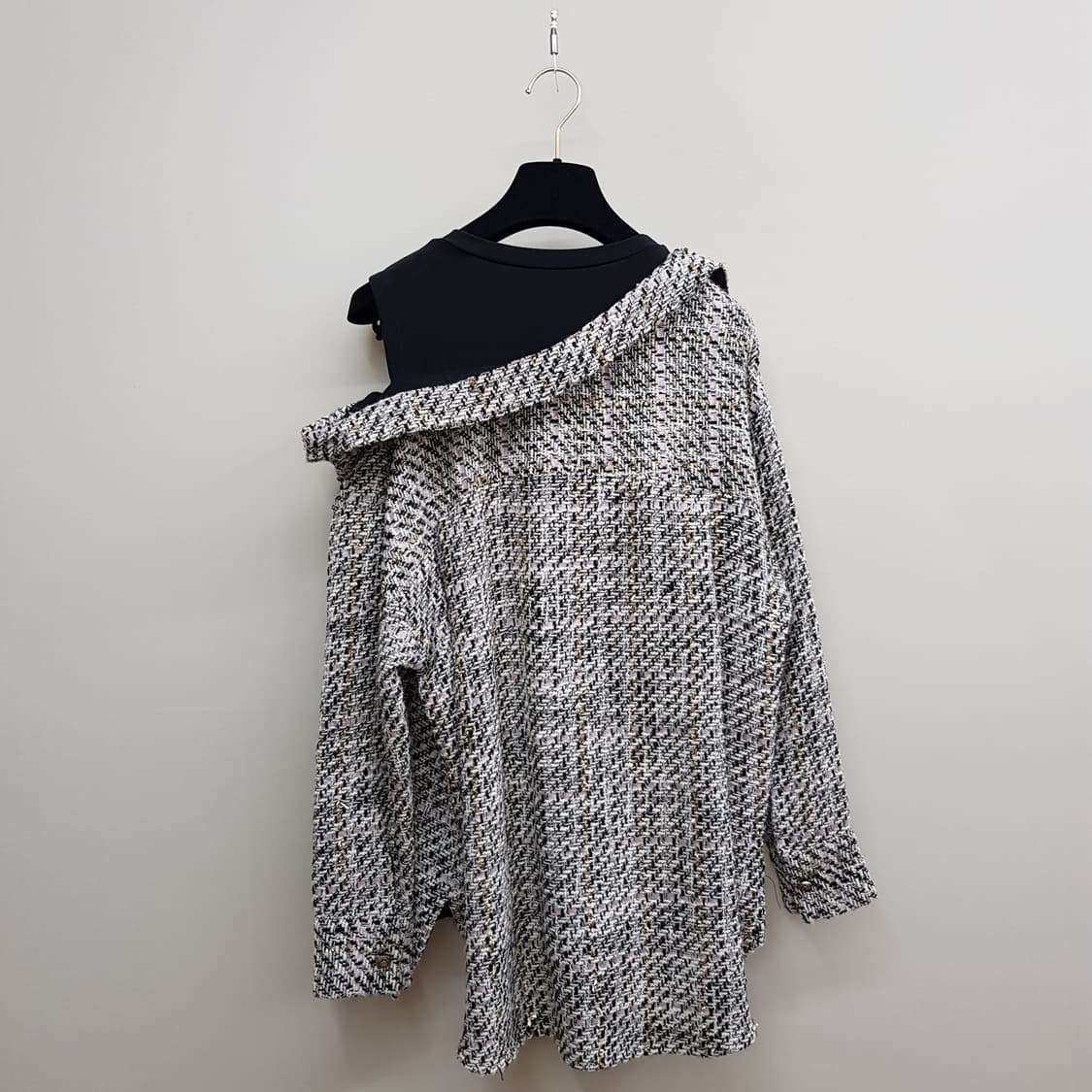 MAJE 마쥬 트위드 오프숄더 레이어드 셔츠 블라우스 1사이즈 상품이미지2