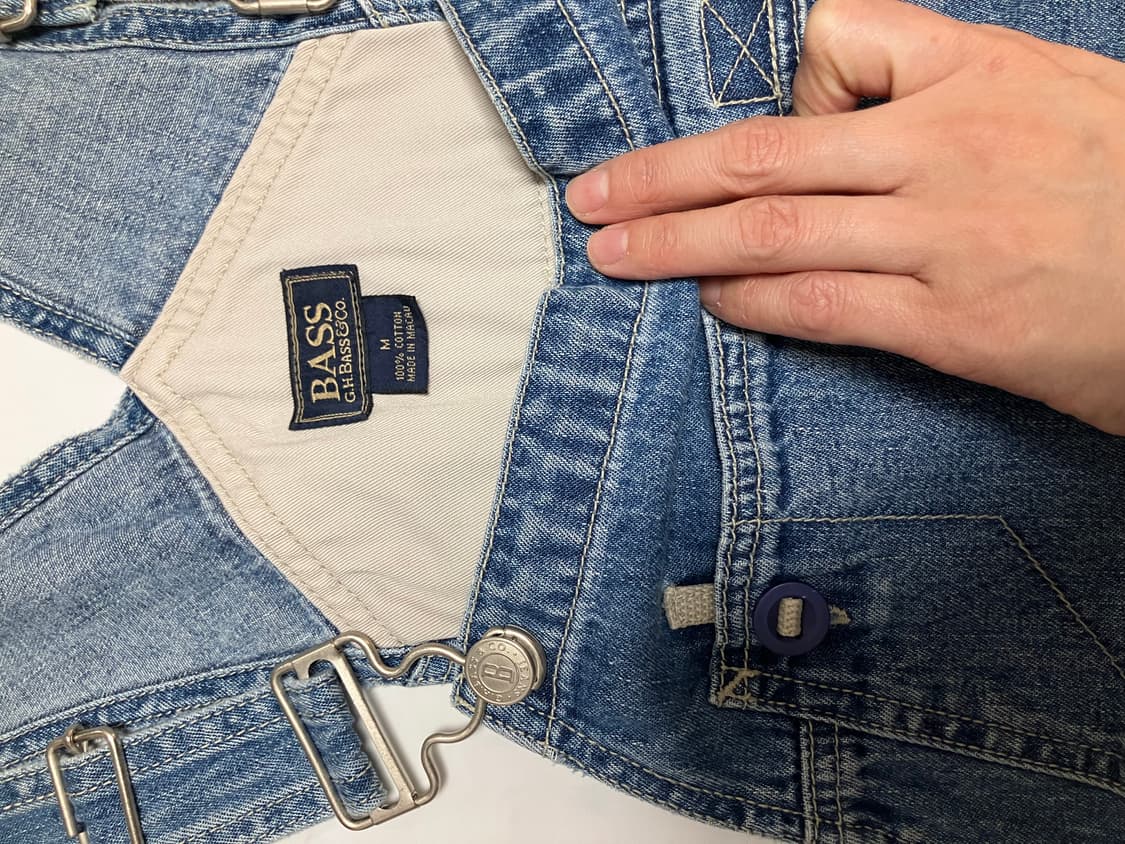 90s 빈티지 미디움워시 데님 오버롤 쇼츠 멜빵바지 청반바지 레이첼그린 상품이미지4