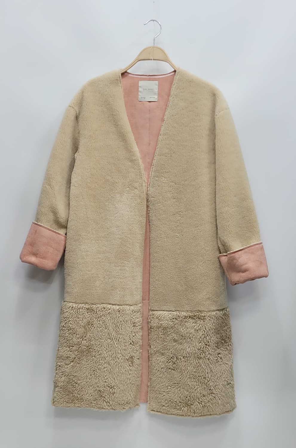 ZARA 자라 베이직 에크루 테티 셰르파 코트 / 여 S 베이지/핑크 상품이미지1