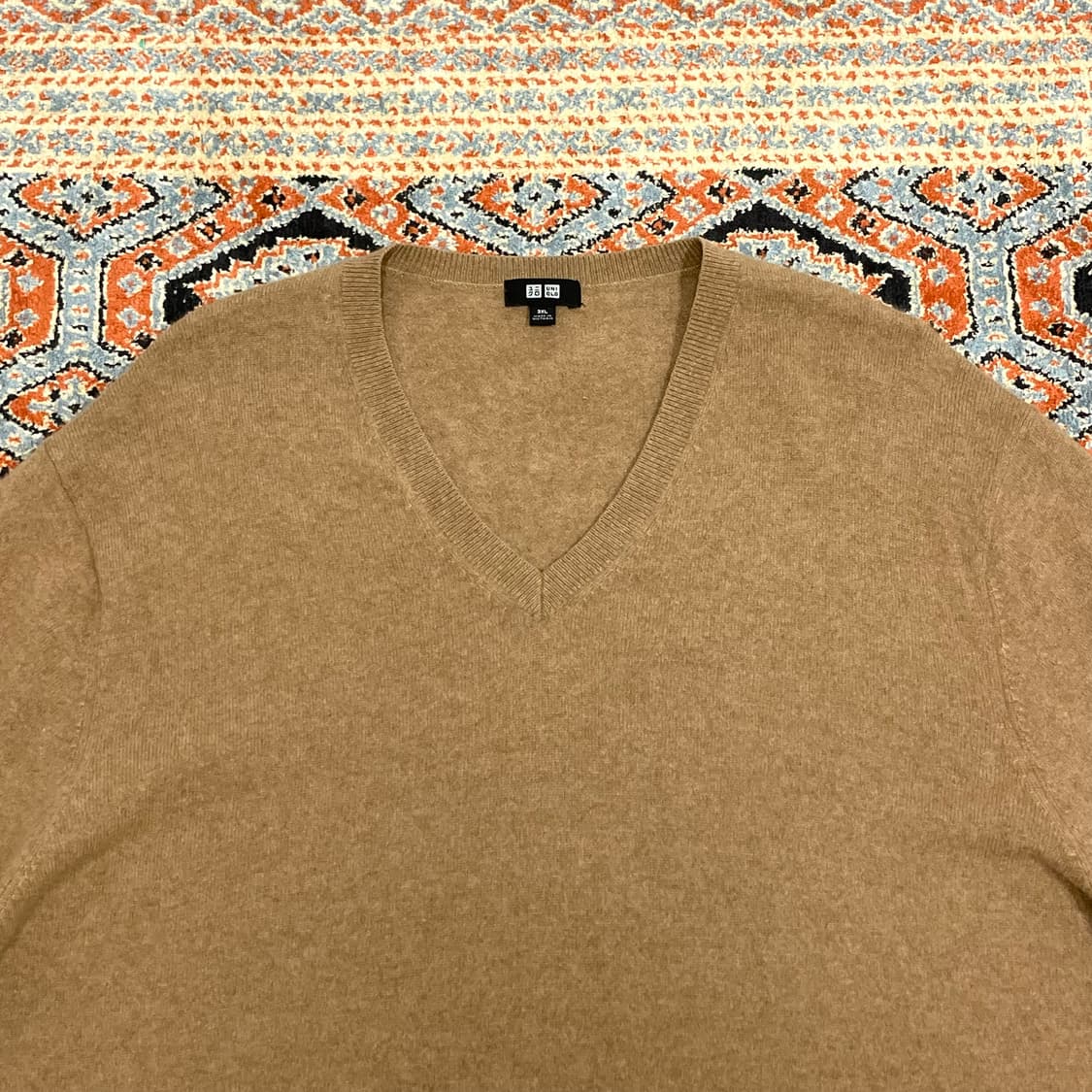 유니클로 브라운 브이넥 캐시미어 니트 남성3XL 상품이미지2