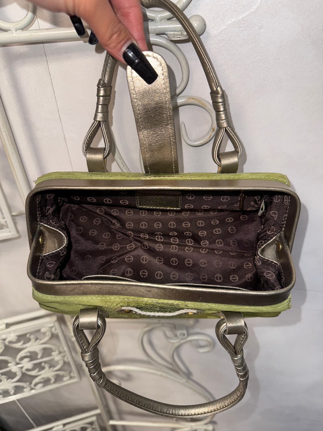 Khaki gold suede python mini 숄더백 상품이미지5