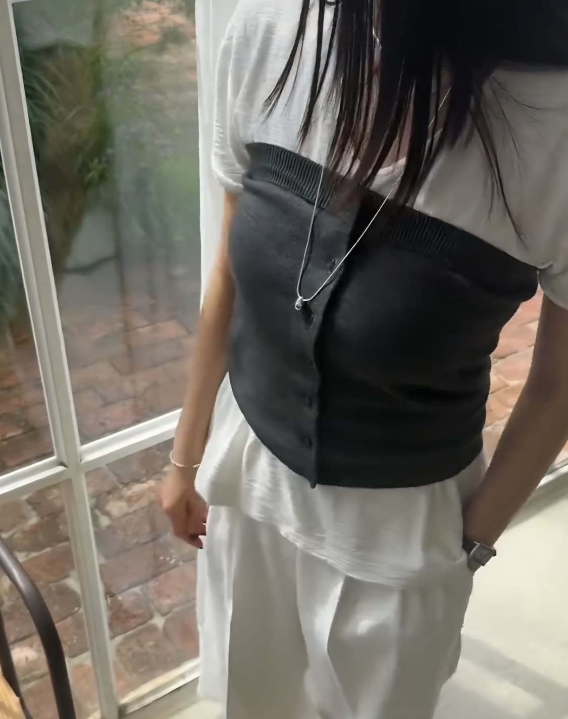 티메이커 뷔스티에 반팔 가디건 set 차콜 상품이미지3