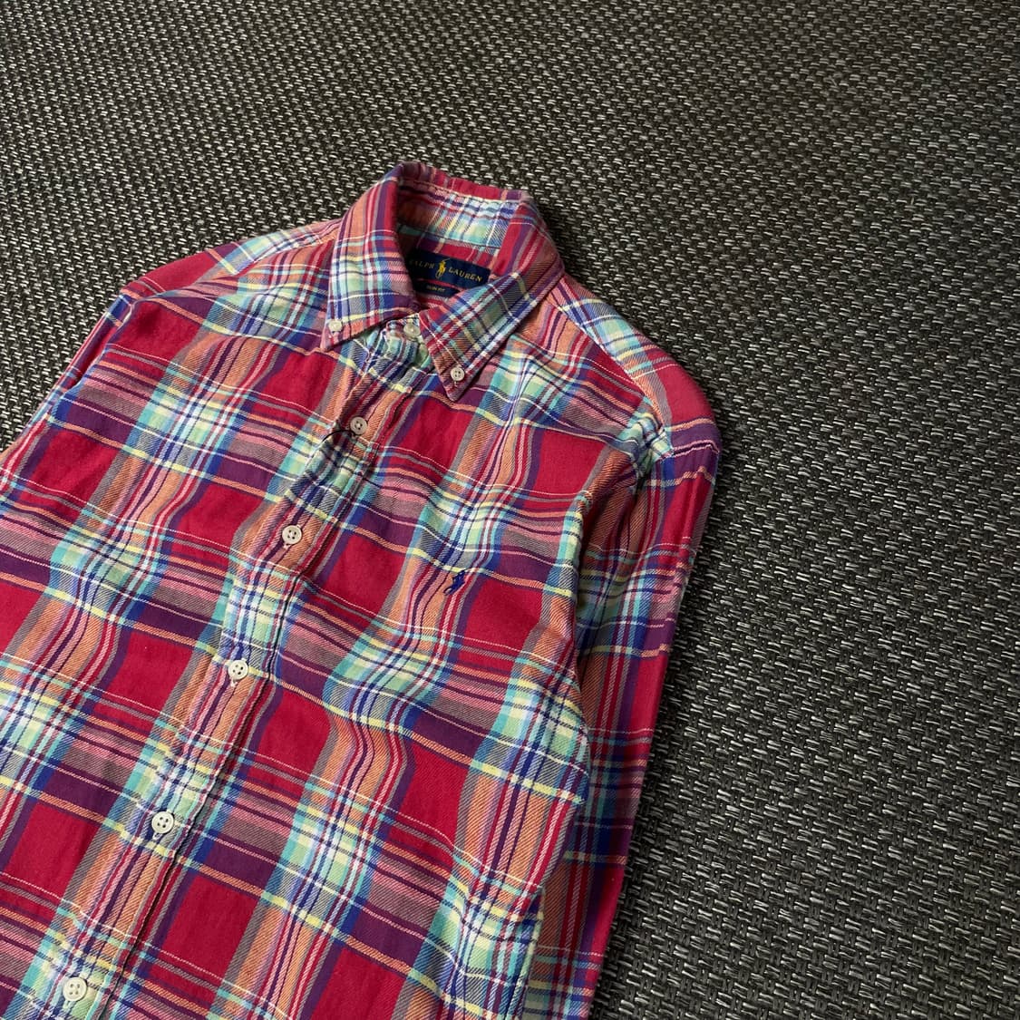 폴로랄프로렌 레드 퍼플 그린 민트 멀티 배색 체크 긴팔 셔츠 슬림핏 S 상품이미지5