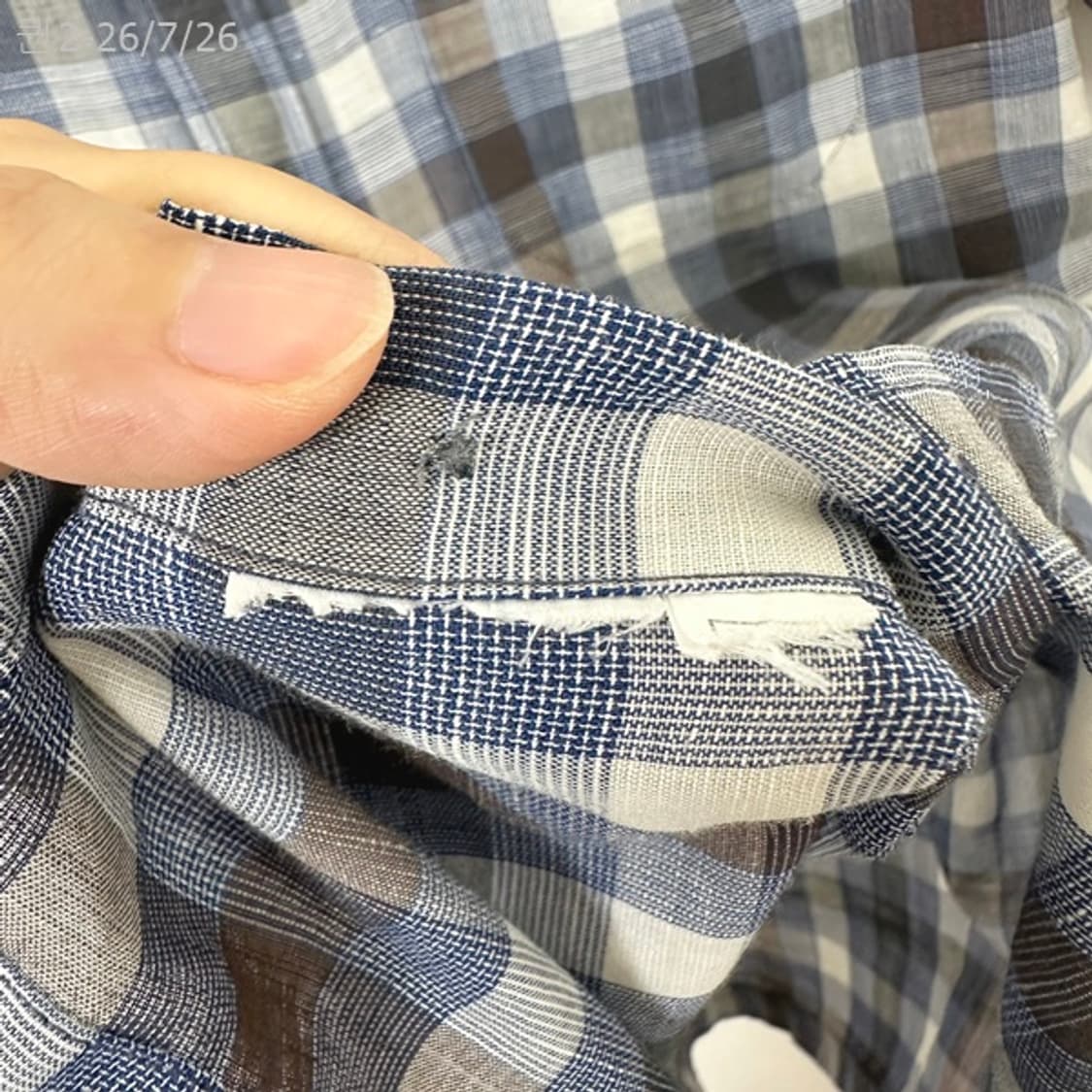 
닥스 남자 체크 반팔셔츠 남방 블루 105 상품이미지6