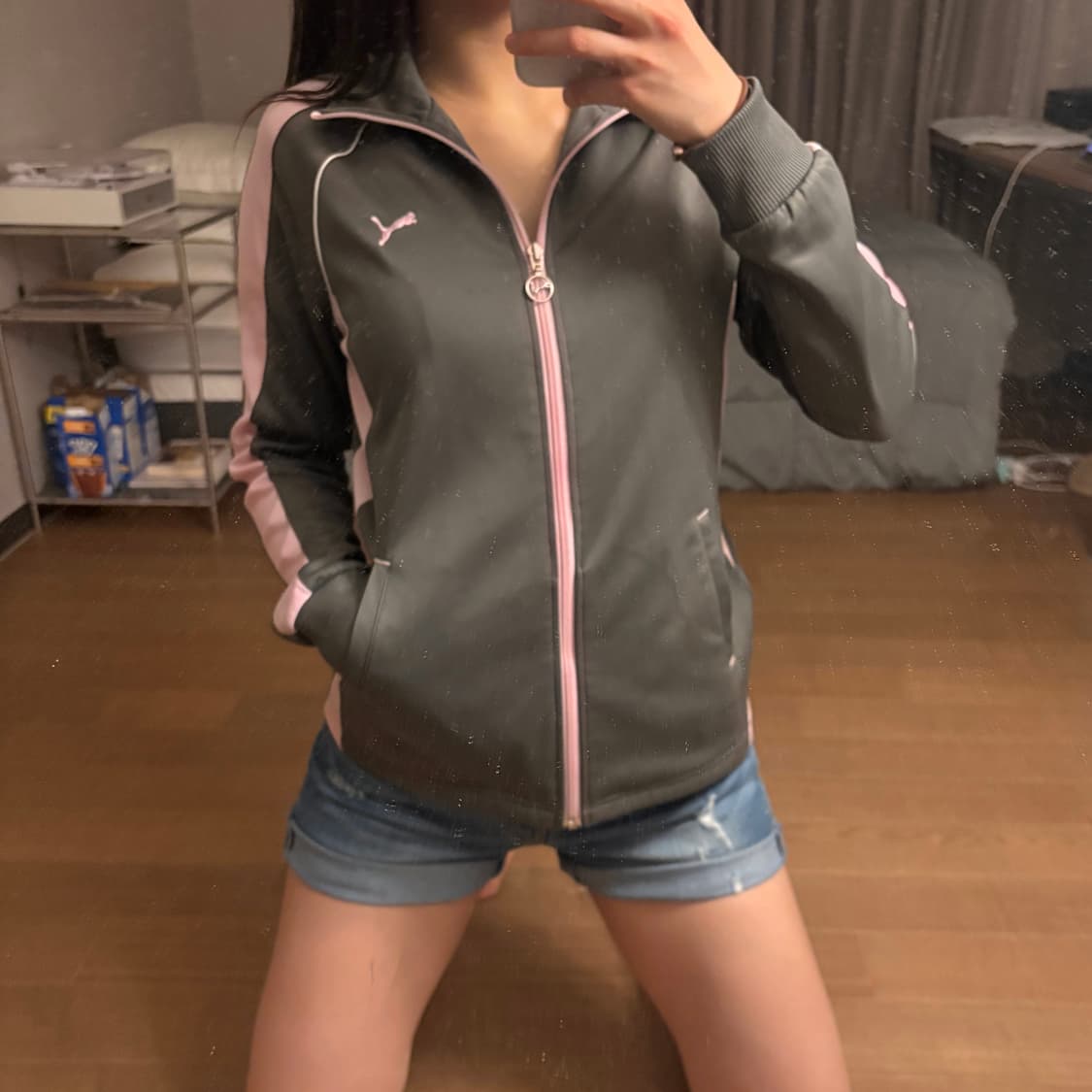 푸마 핑크 배색 라인 포인트 집업 져지 모리걸 갸루 y2k 미사깔 상품이미지2