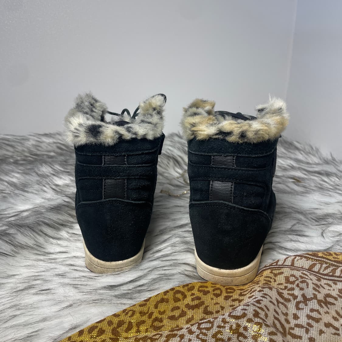 빈티지 호피 퍼 웨지힐 스니커즈 상품이미지5