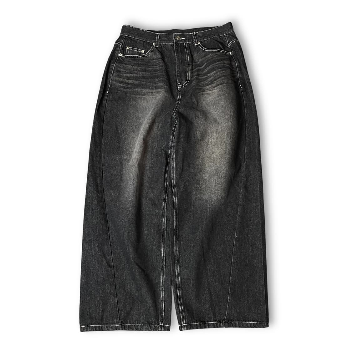 (33) THEY 워시드블랙 벌룬핏 데님 팬츠 L 상품이미지1