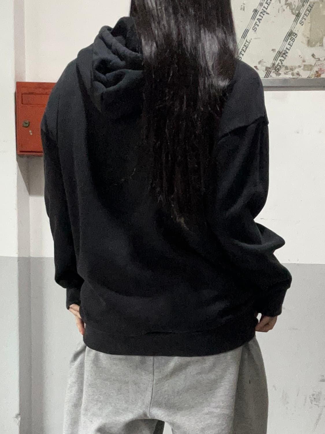 00s ADIDAS 파이어버드 빅로고 블랙후디 상품이미지3