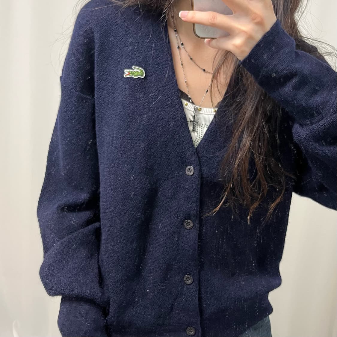 Lacoste navy cardigan 상품이미지3