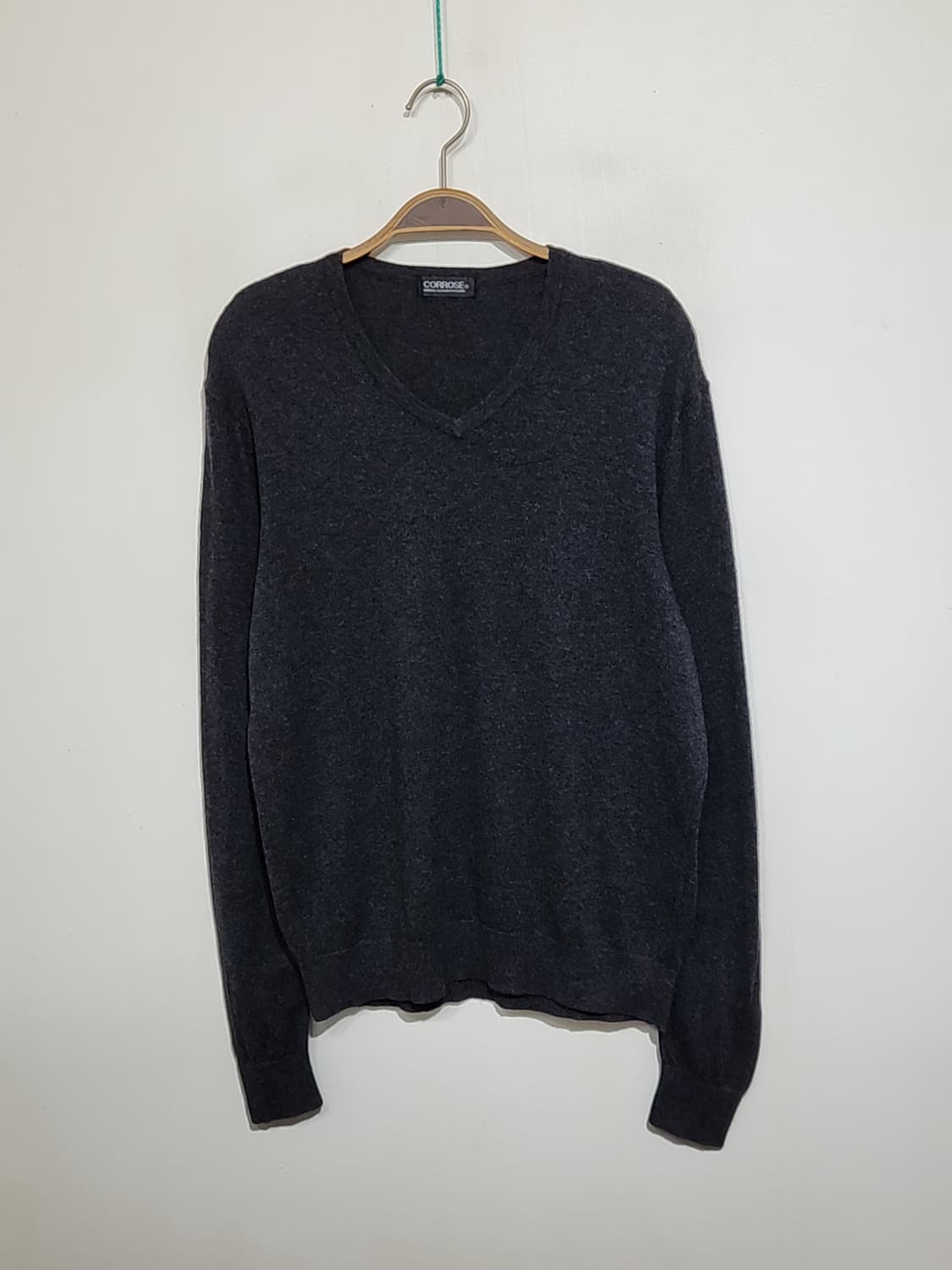 (M) 캐시미어 니트 차콜 무지 스웨터 브이넥 캐주얼  상품이미지1