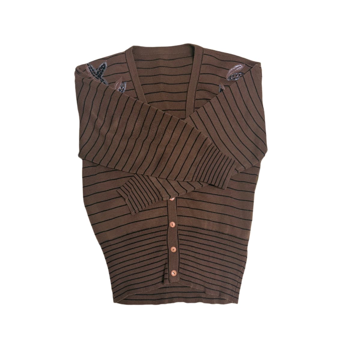 빈티지 브라운 스트라이프 자수 가디건 상품이미지4