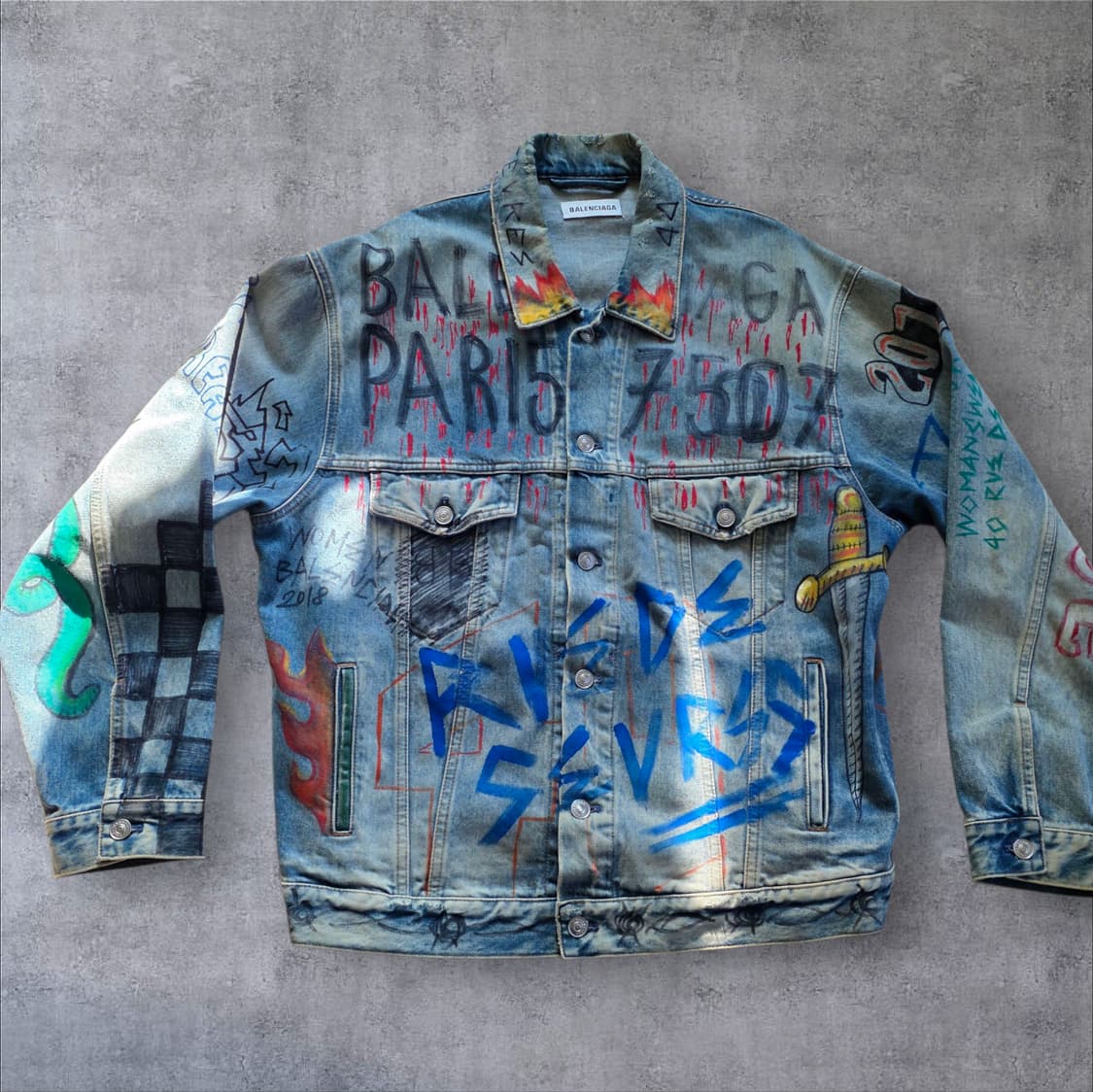 [명작] 발렌시아가 PARIS 명작 그래피티 데님 트러커 type 3 상품이미지3