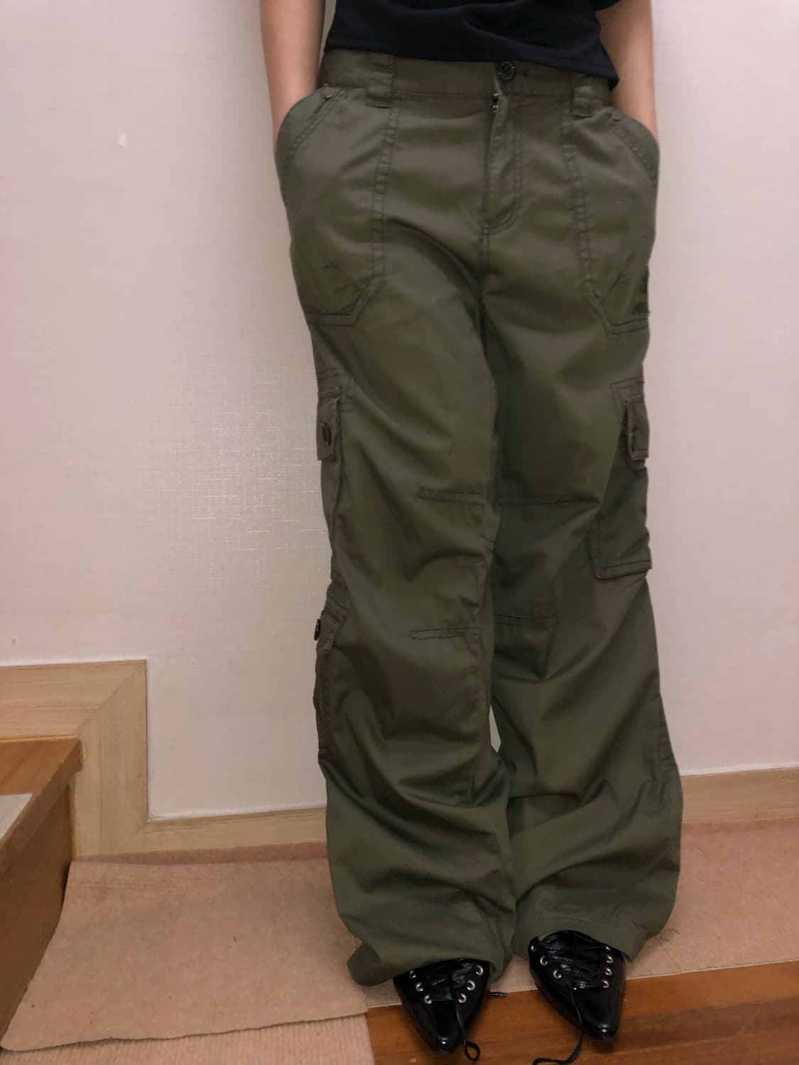 빈티지 카키 펑크 포켓 팬츠 상품이미지5