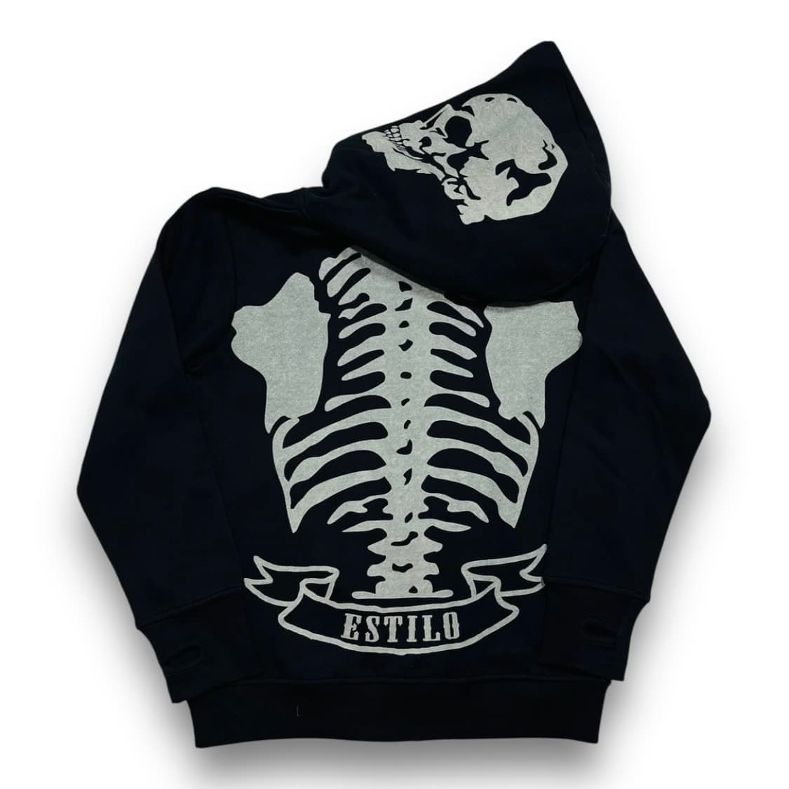 펑크 Estilo 00s 스켈레톤 아카이브 블랙 후디 집업 상품이미지4