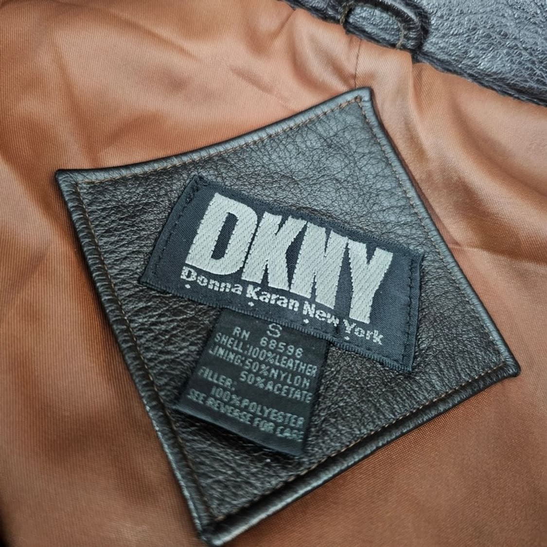 DKNY 리얼레더 더블 코트 S 상품이미지5