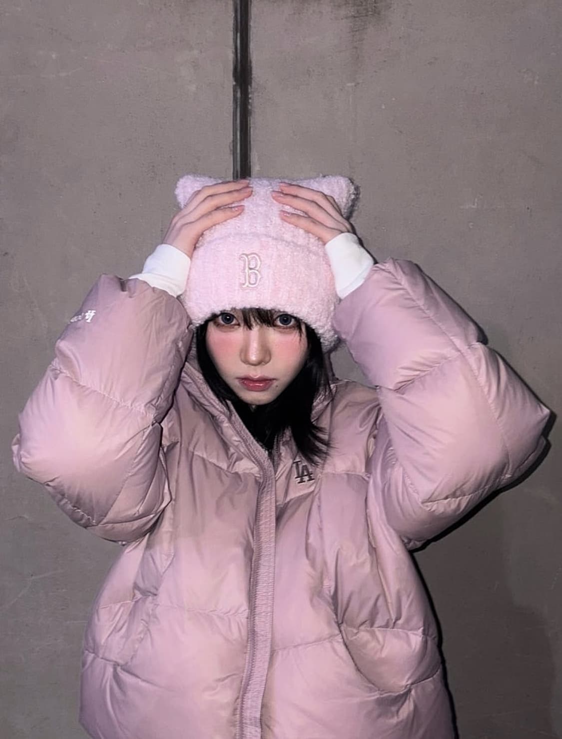 MLB 플러시 미야옹 비니 뉴욕양키스 핑크 딸기우유 엠엘비 상품이미지1