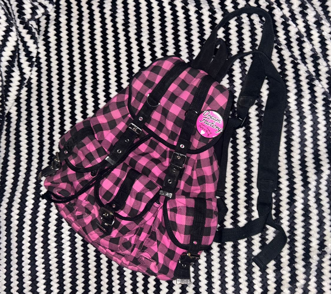 빈티지 펑크 체크 백팩 상품이미지1
