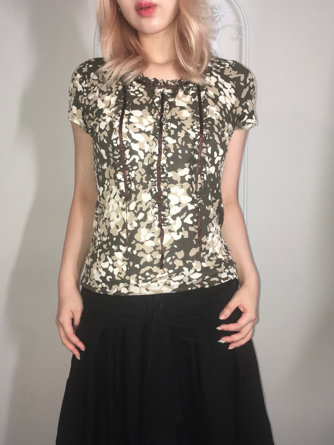 jpn vintage unique pattern frill blouse 상품이미지2