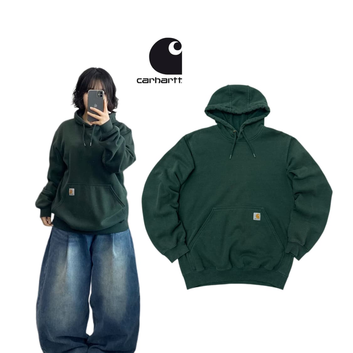 칼하트 오버핏 후드티 그린 상품이미지1