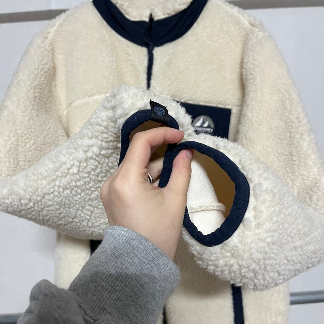 디스커버리 아이보리 뽀글이 롱 후리스 100 상품이미지7