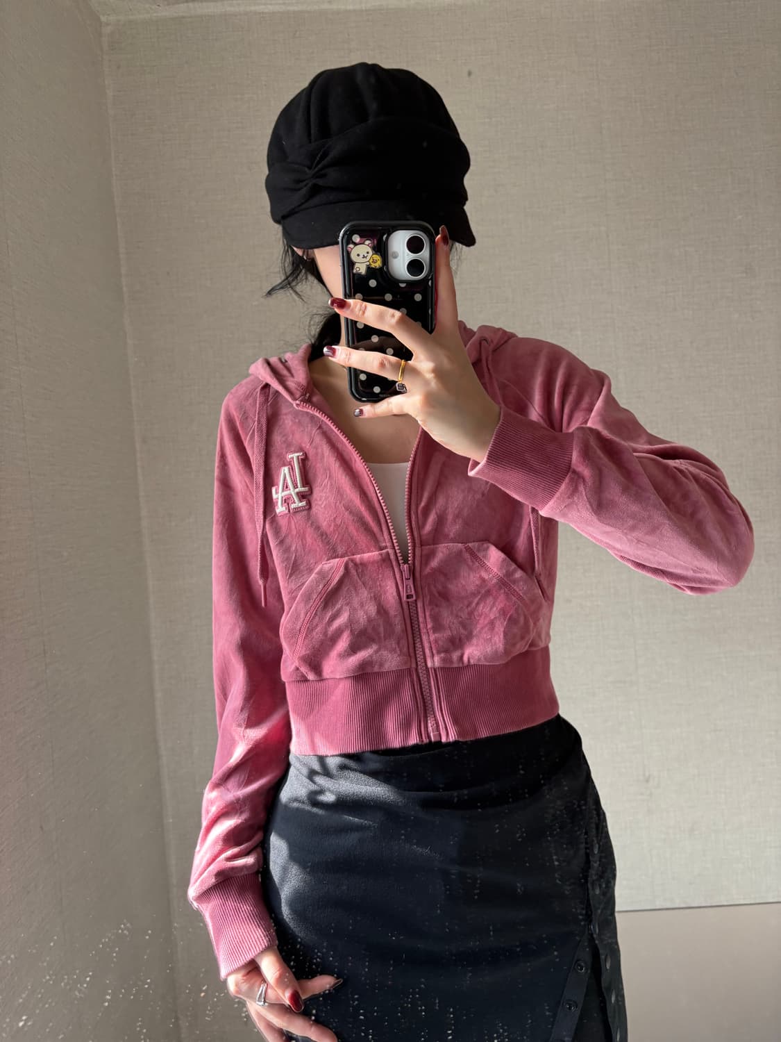 MLB 핑크 벨벳 후드집업 상품이미지1