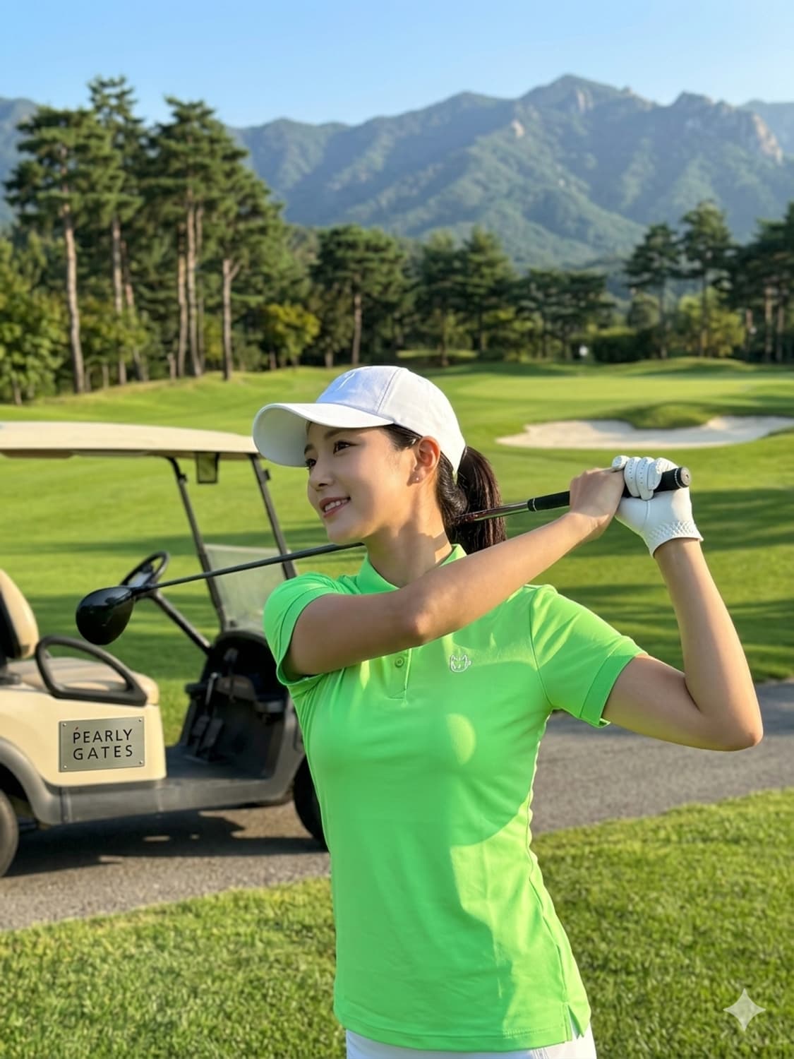 WACC 왁 여성 신품급 골프티셔츠 형광그린 1호 (S) 상품이미지1