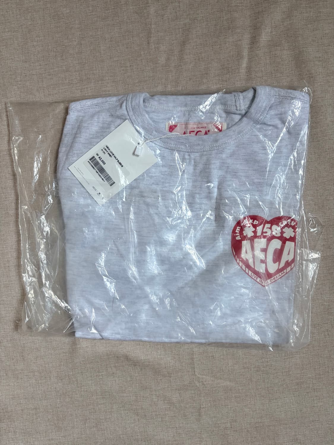 AECA 하트 반팔 티셔츠 라이트그레이 상품이미지6