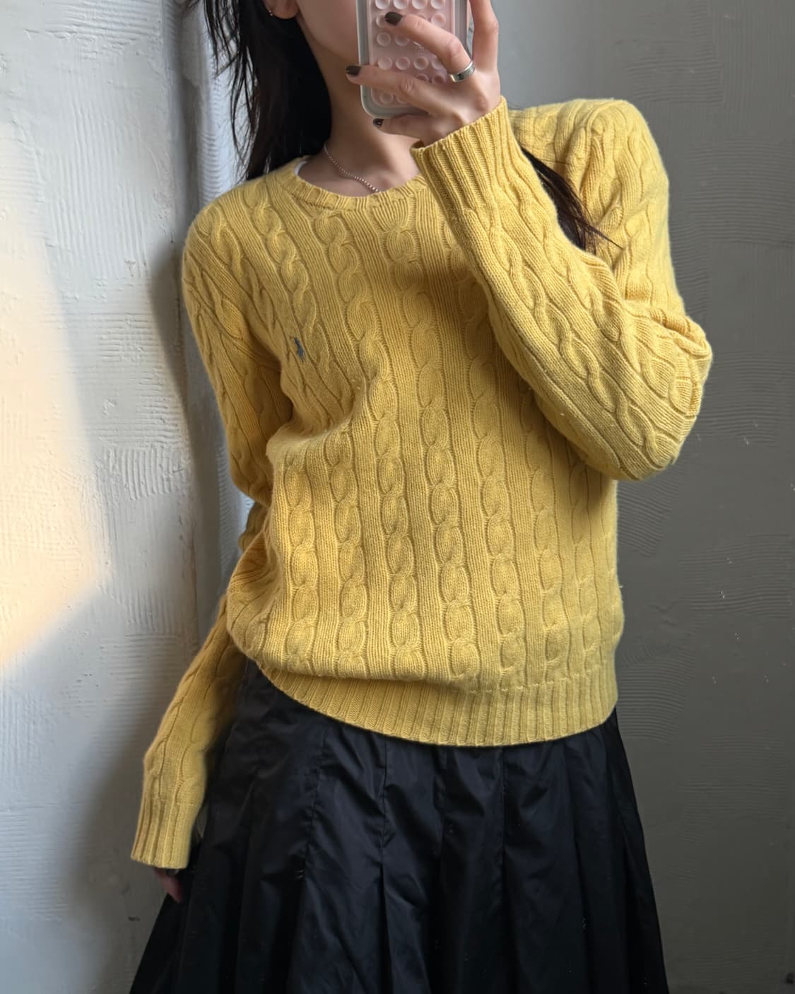 Polo 랄프로렌 옐로우컬러 울캐시미어 케이블 니트 상품이미지7