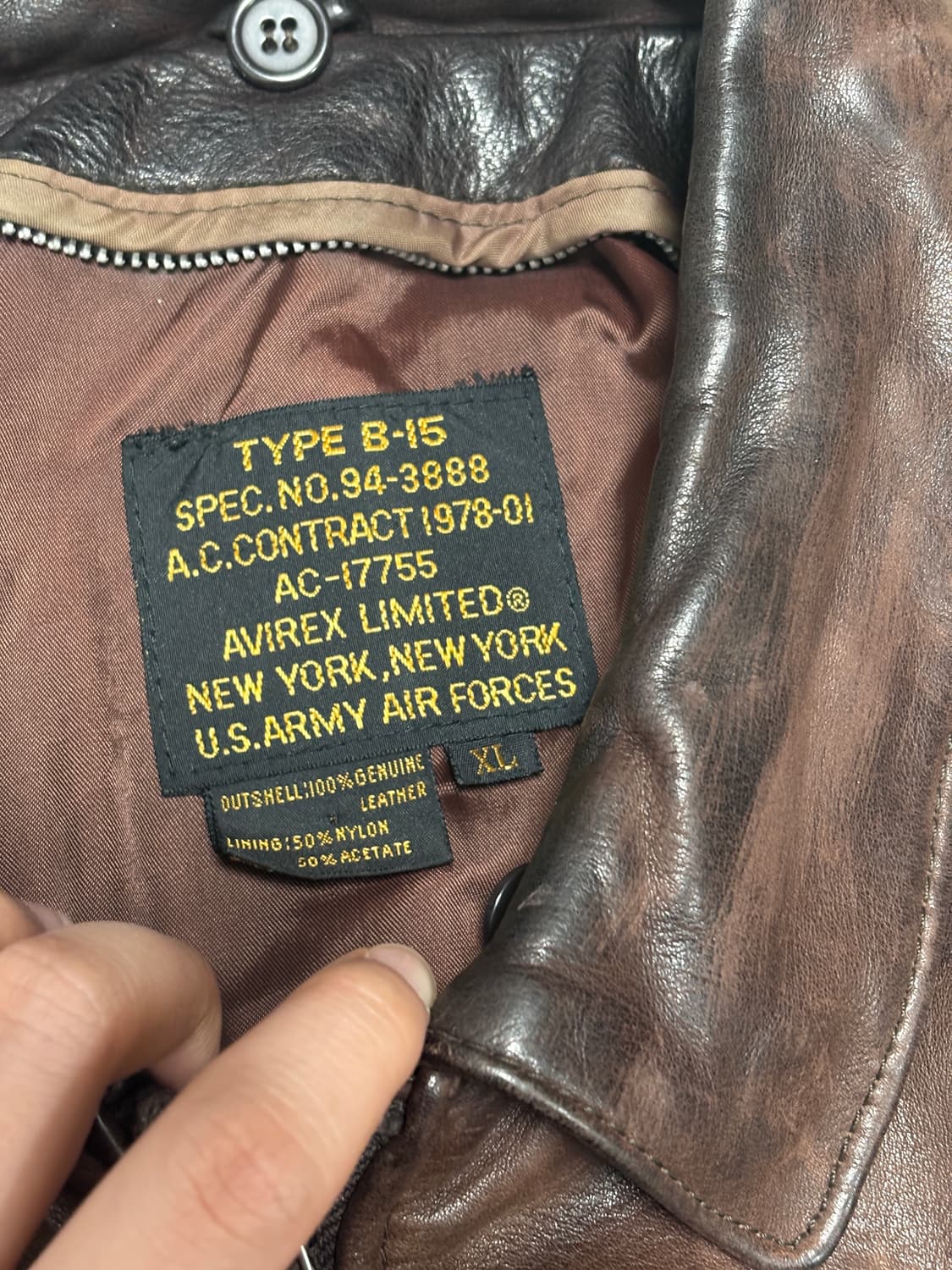 90s 아비렉스 B-15 레더 자켓 상품이미지5
