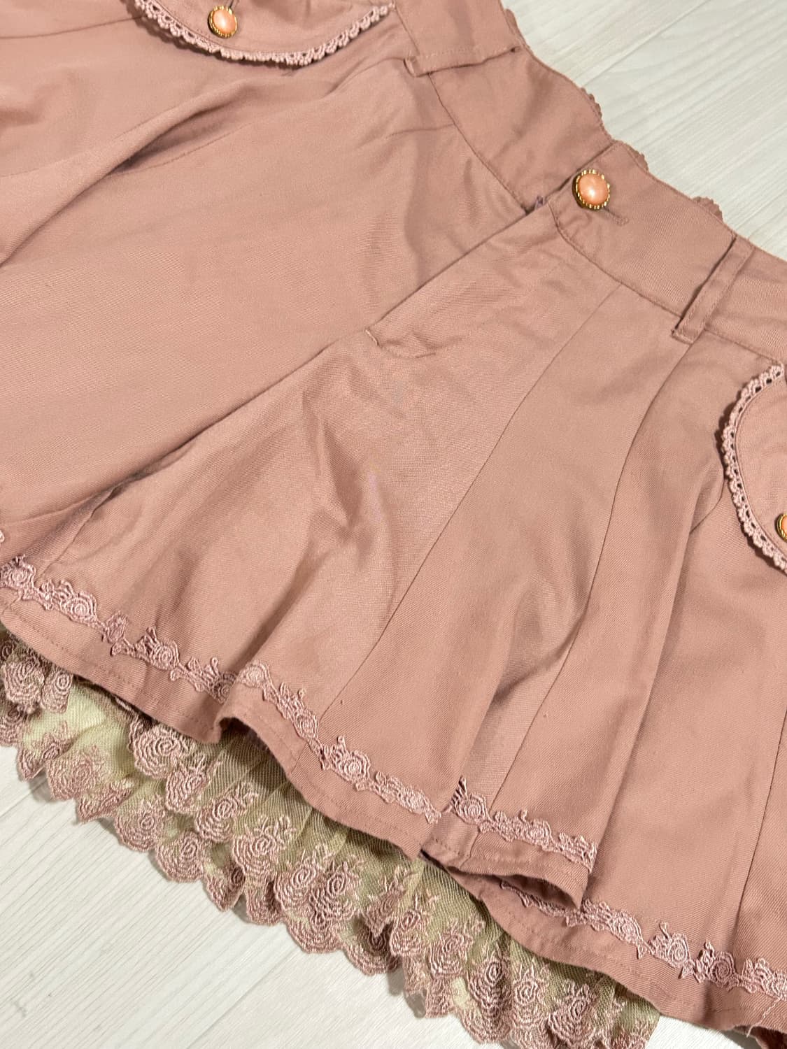 엑시즈팜 핑크 레이스 큐롯팬츠 히메 라떼갸루  상품이미지2