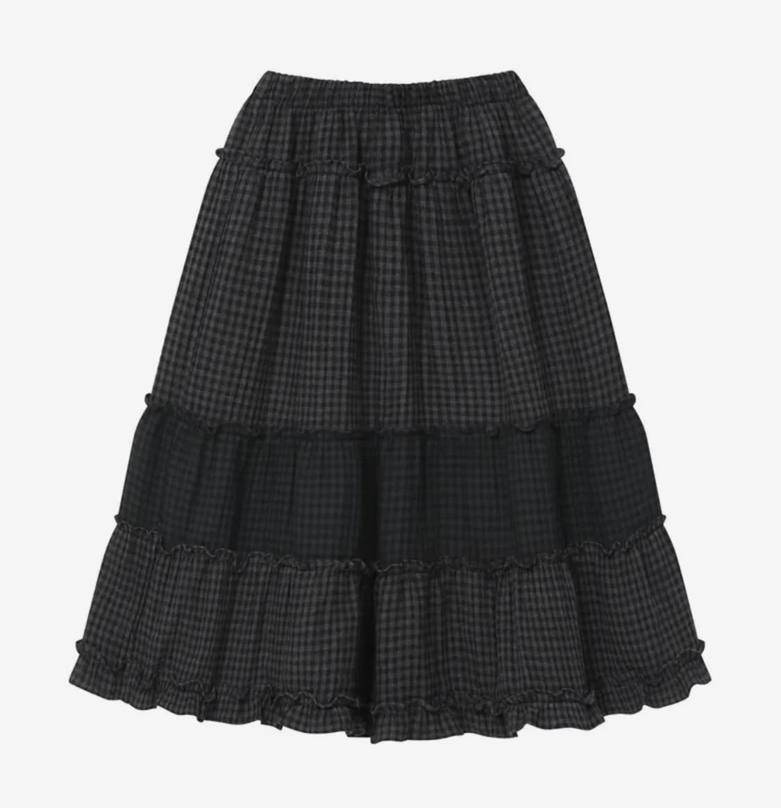 새상품) Bauf 바우프 빈티지 프릴 스커트 [체크 블랙] 상품이미지1