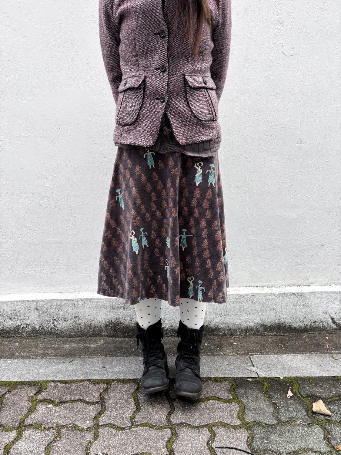 빈티지 패턴 미디스커트 상품이미지2