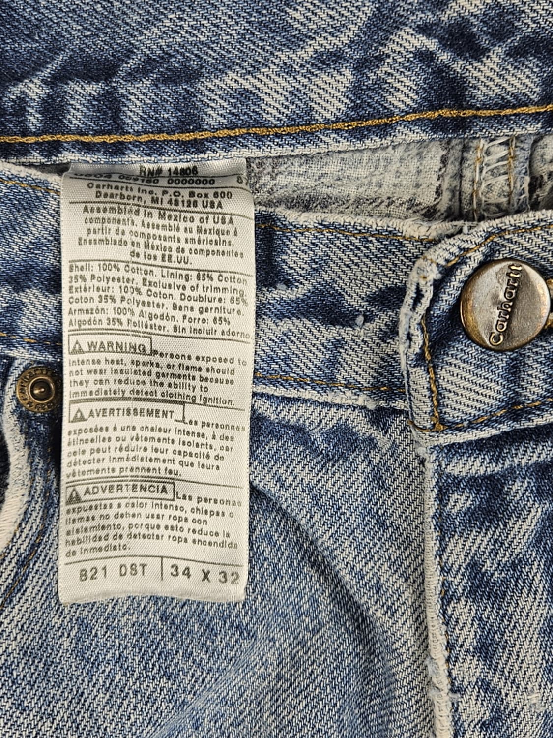 칼하트 헤비 플란넬 리페어 데님 워크 팬츠 ( 34X32 )/ 10121 상품이미지8