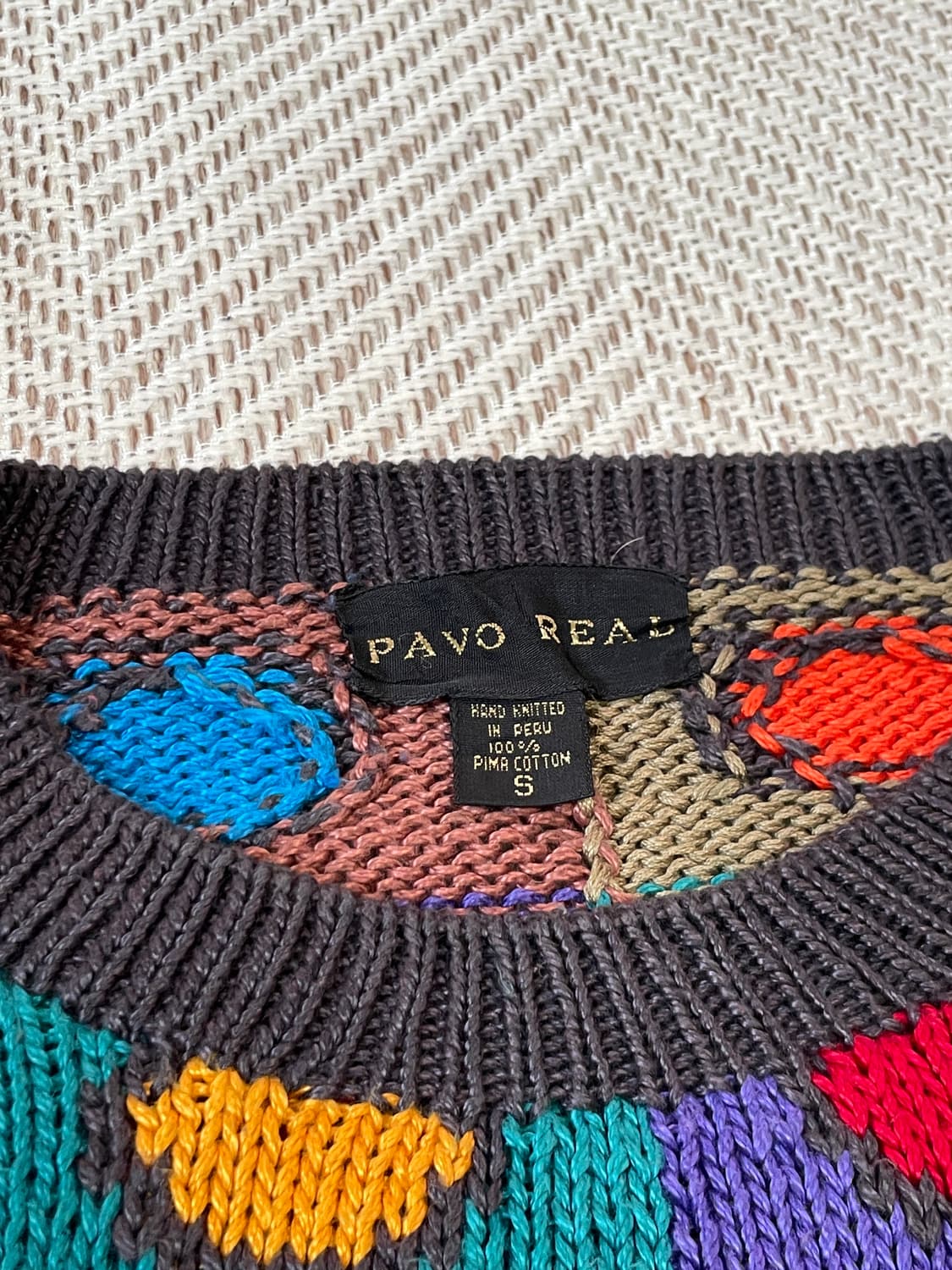 PAVO READ 핸드니팅 피마코튼 아트 패턴 니트  J03331 상품이미지4