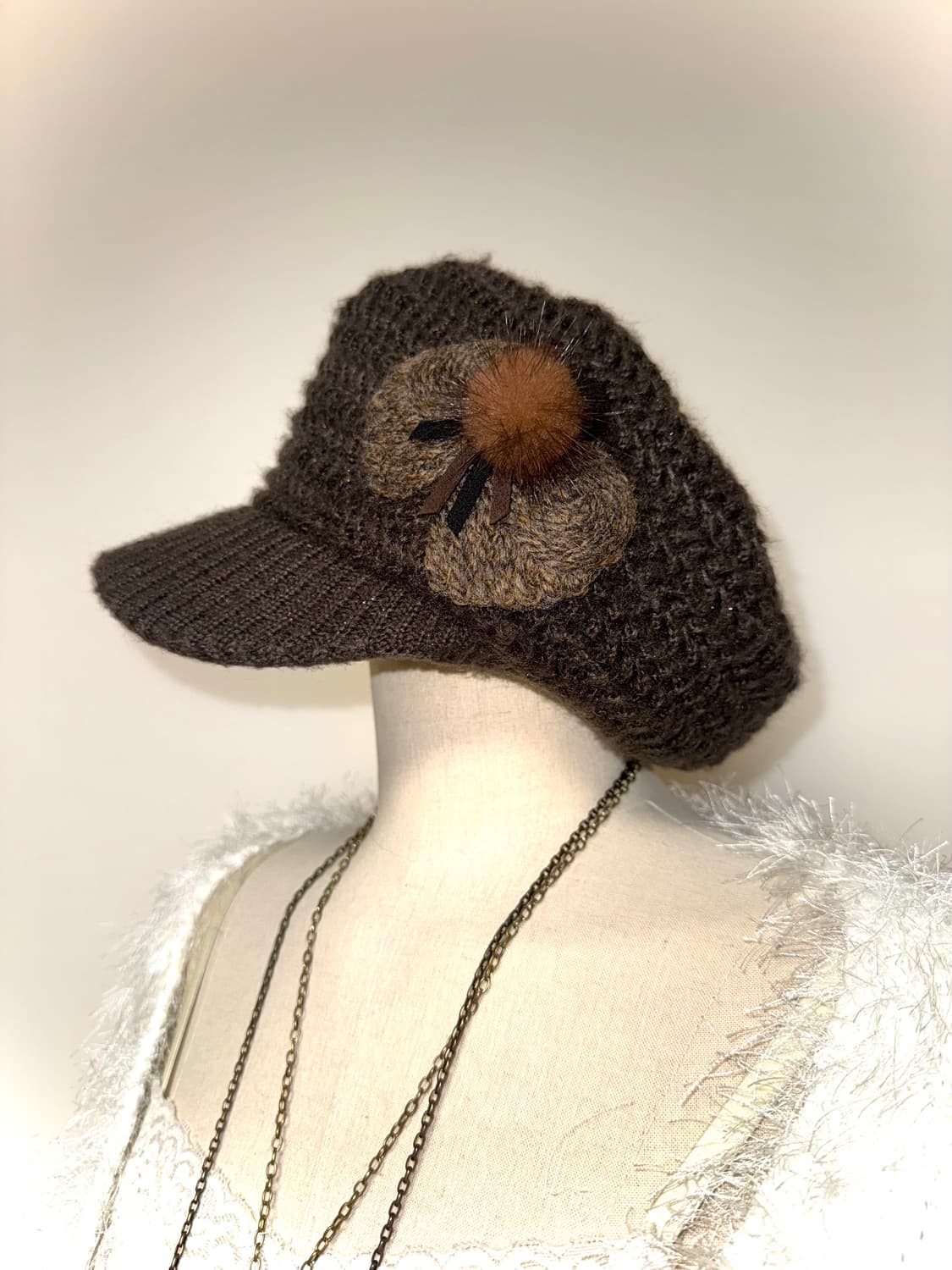 니트 브라운 모자 상품이미지1