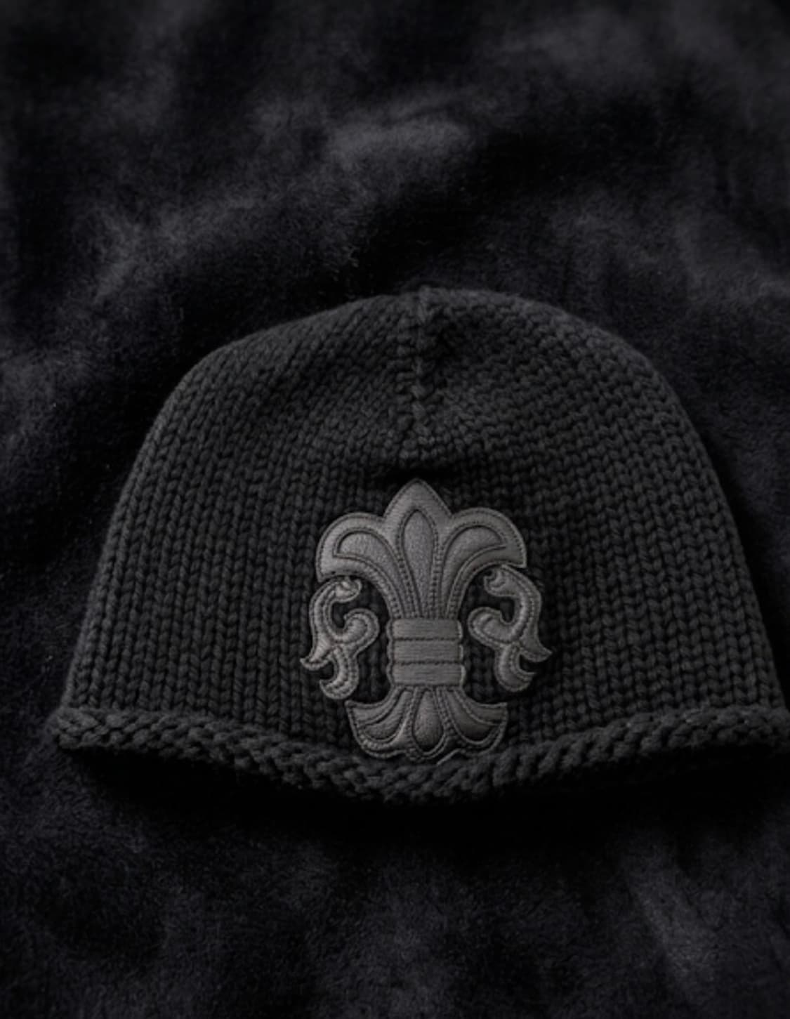 크롬하츠  레더패치 블랙 캐시미어 비니 상품이미지1