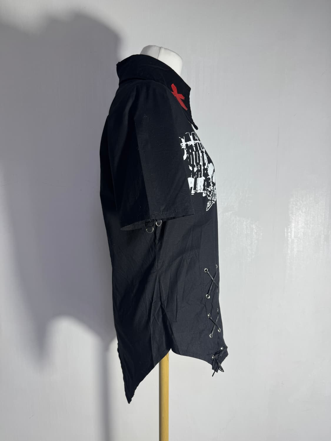 ACDC RAG 스컬 크로스 레이스업 셔츠 펑크 상품이미지4