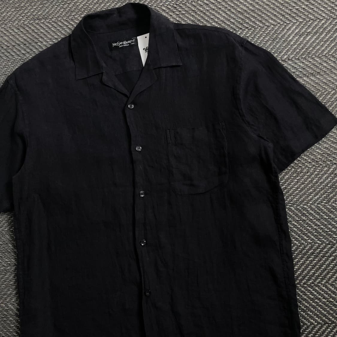 90s 입생로랑 아카이브 자수로고 린넨 셔츠y 4465 상품이미지4