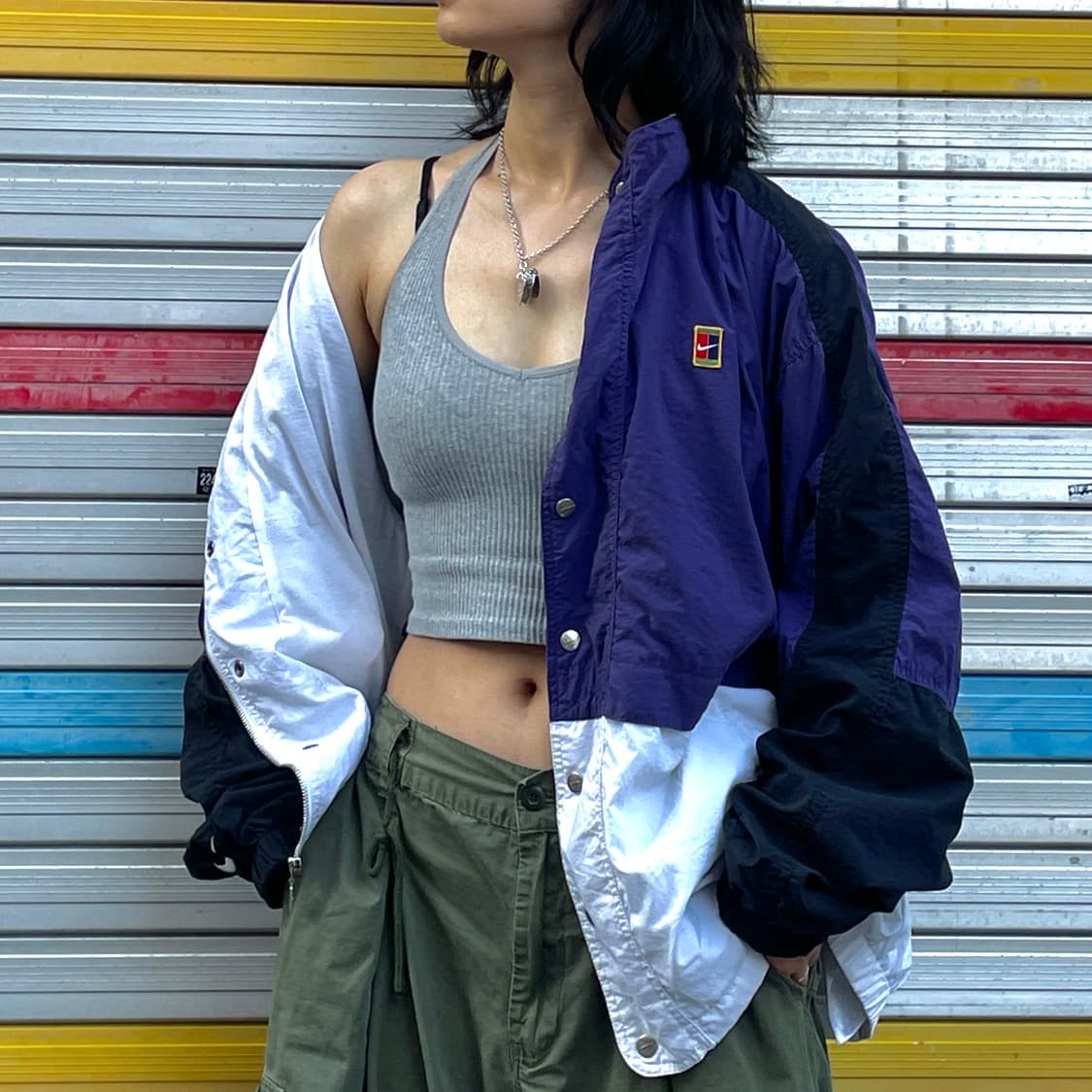 90s 나이키 테니스 로고 올드스쿨 트랙자켓 바람막이 L 상품이미지1