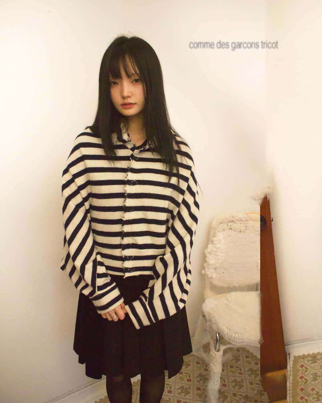 stripe wool cape coat 상품이미지1