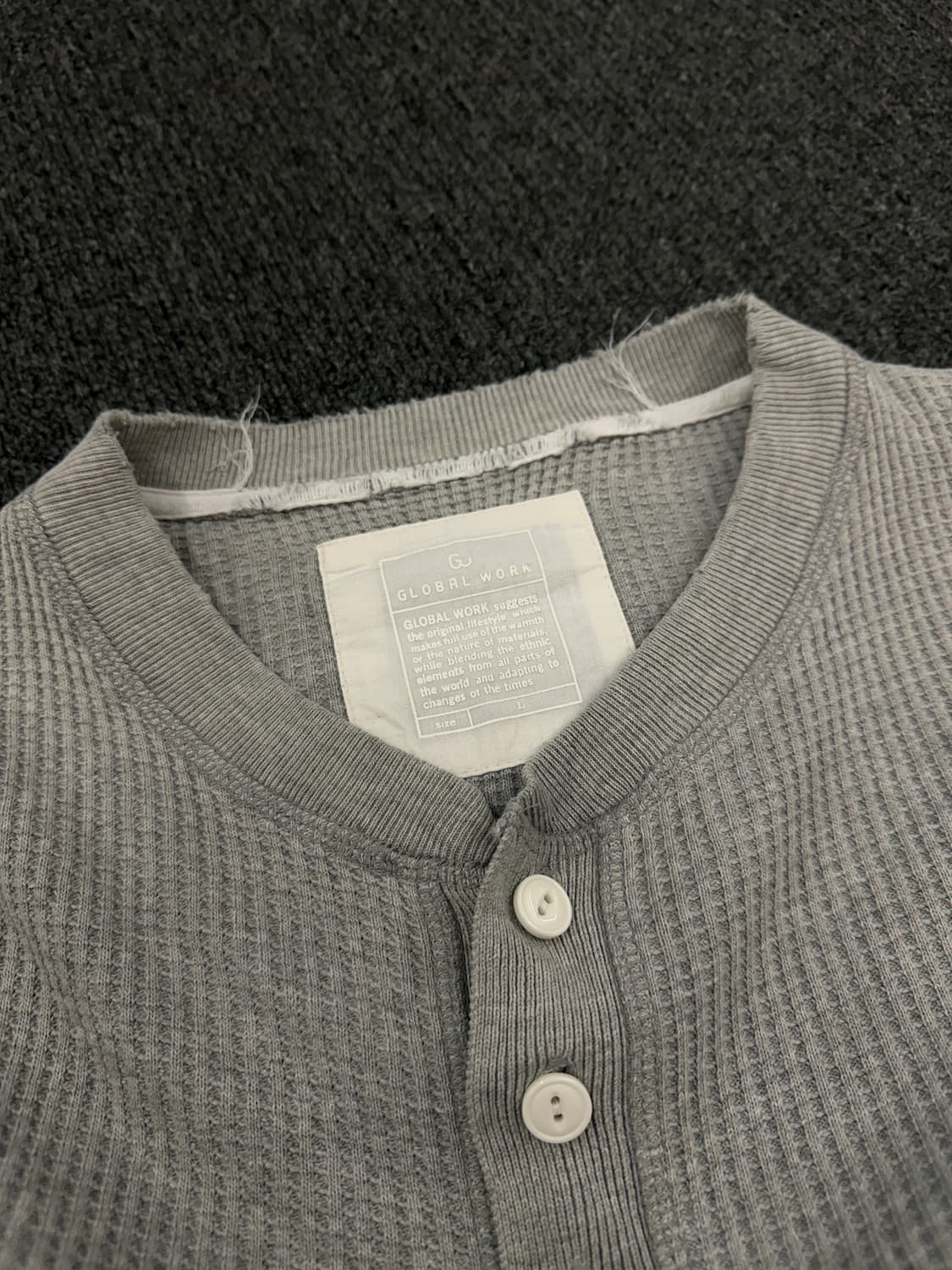 L) Global Work 재패니즈 헨리넥 와플 롱슬리브 긴팔티  상품이미지5