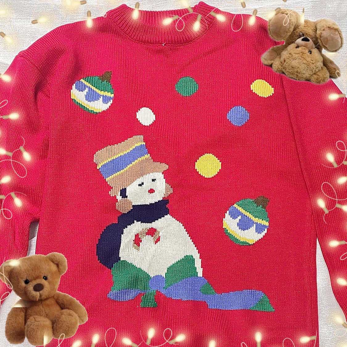 빈티지 크리스마스 눈사람 니트 상품이미지1